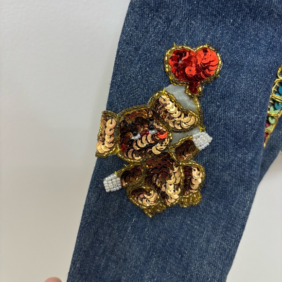 Vintage Custom Bedazzled Sequin Denim Jacket 70s Lee Clown Vegas Carnival Womens - Picture 6 of 15